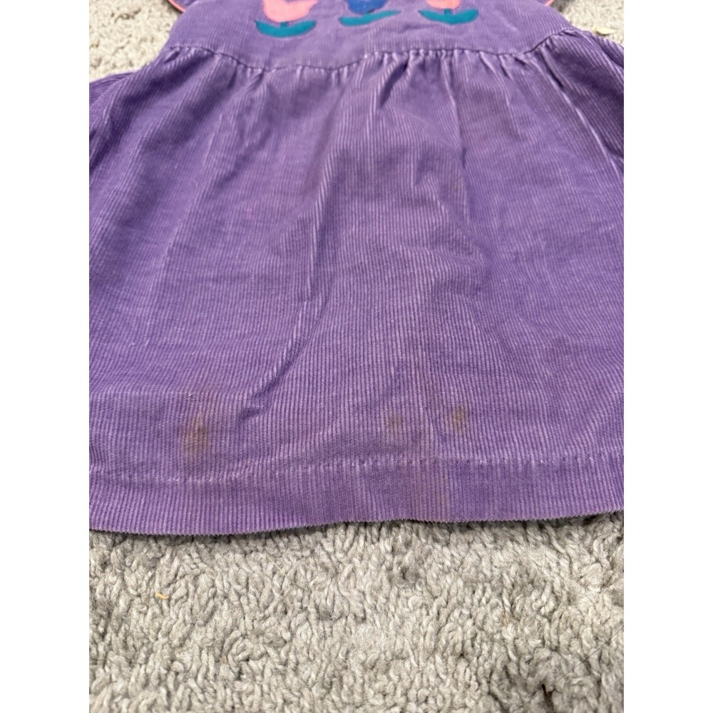 Vintage Corduroy Purple Toddler Jumper Dress With Tulip Flower Applique 3T - Picture 2 of 8